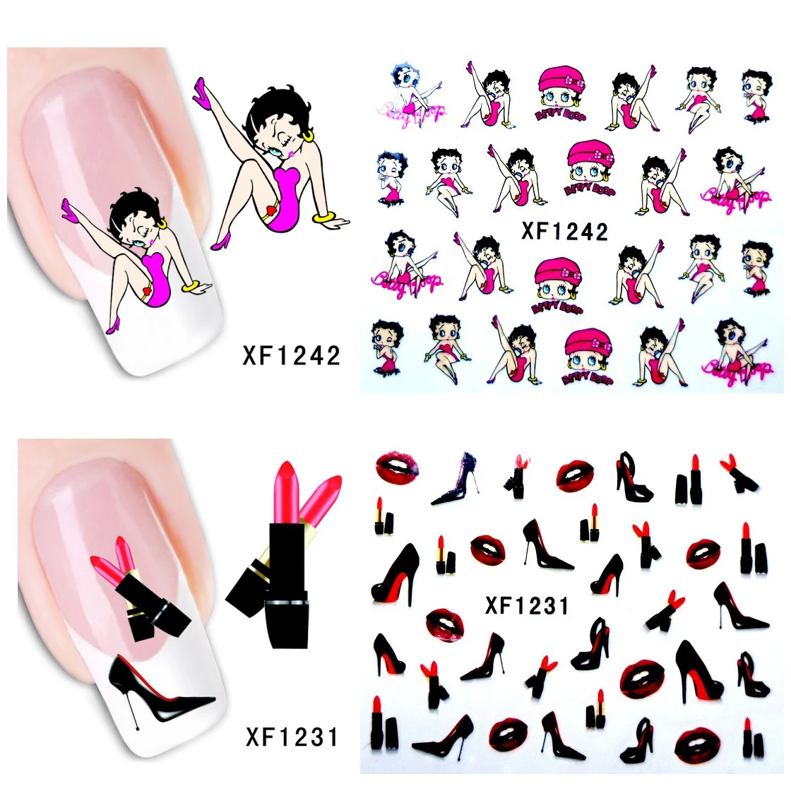 5 Sheet/lot DIY Lipstick Nail Art Water Sticker Girls Manicure Design 3D Cartoon Animal Stickers Transfer Decals | Красота и здоровье