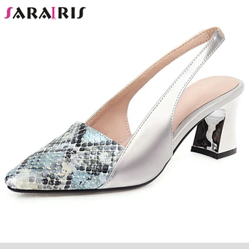 

SARAIRIS Concise Ol Pointed Toe Sandals Women High Heels Summer Sandals Ladies New Summer Fashion Office Patchwork Shoes