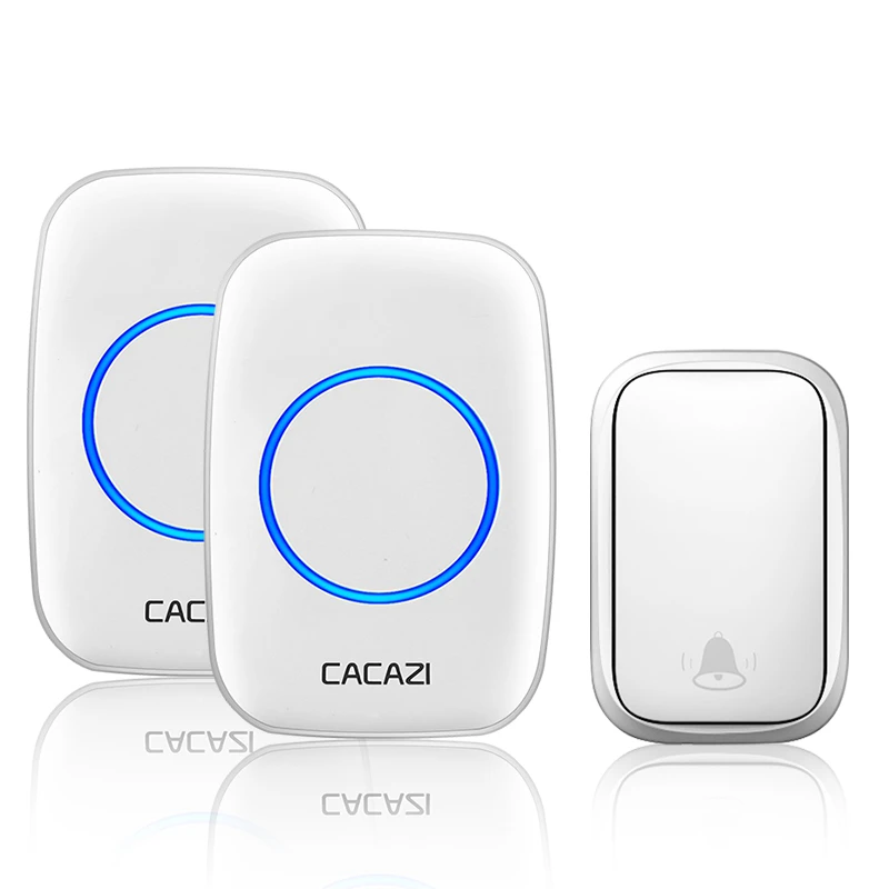 intercom with screen CACAZI Wireless No Battery Required Doorbell Transmitter Intelligent Home Self-powered Call Door Bells Ringbell 220V White audio only intercom