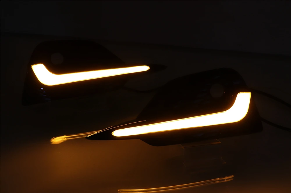 CSGJMY 2 шт. светодиодный фонарь дневного света для Nissan Qashqai динамический поворотный желтый сигнал автомобиля DRL 12 В светодиодный противотуманный фонарь