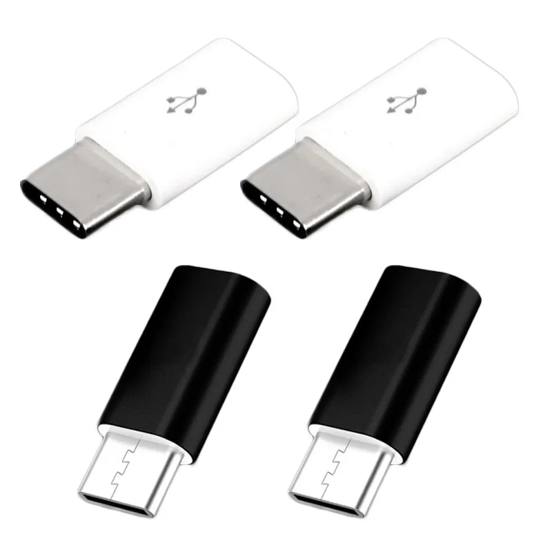 

4Pcs Microusb to Type C Adapter ABS Type C Male Connector to Micro USB Female Converter USBC Adapter for Micro USB type C device