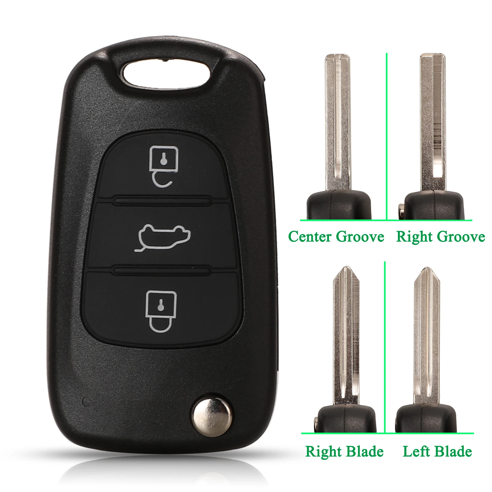 

jingyuqin 3 Buttons For HYUNDAI I30 IX35 For Kia K2 K5 Fob Flip Remote Car Key Shell Case Uncut Blade Replacement