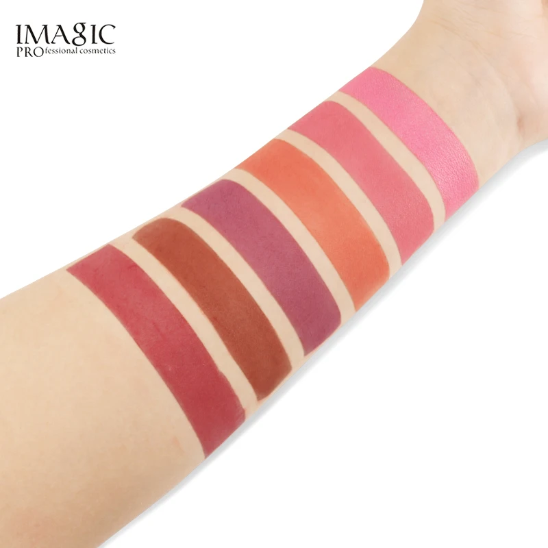 Бренд imagic Косметические румяна Rouge Pallete 6 цветов естественный "нюд" Макияж Очистка Осветляющий цвет лица Водонепроницаемый пигментированный TSLM1