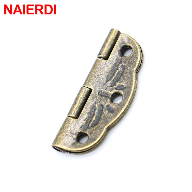 10PCS Antique Bronze Hinges Cabinet Mini Hinge 5PCS Small Antique Metal Hasps Lock For Jewelry Storage Wood Box NAIERDI