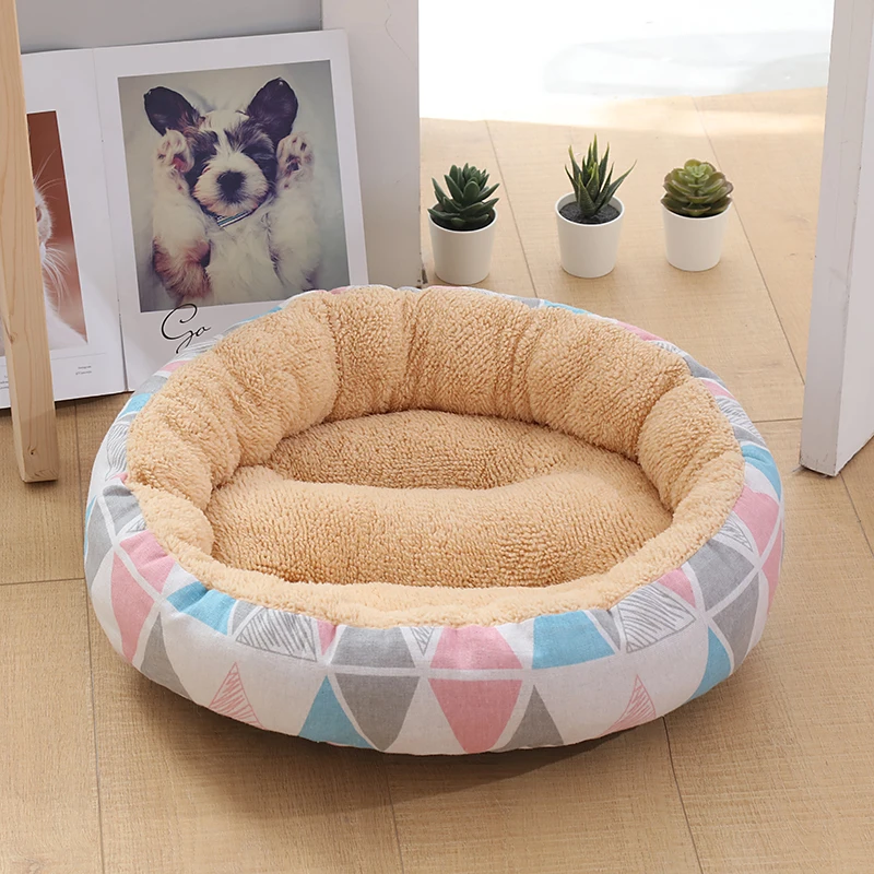 Ограниченная серия, новая кожаная модная домашняя кровать для собак, зима-осень, круглые кровати для больших собак, сохраняющие тепло, с принтом, дышащие и диваны - Цвет: style6