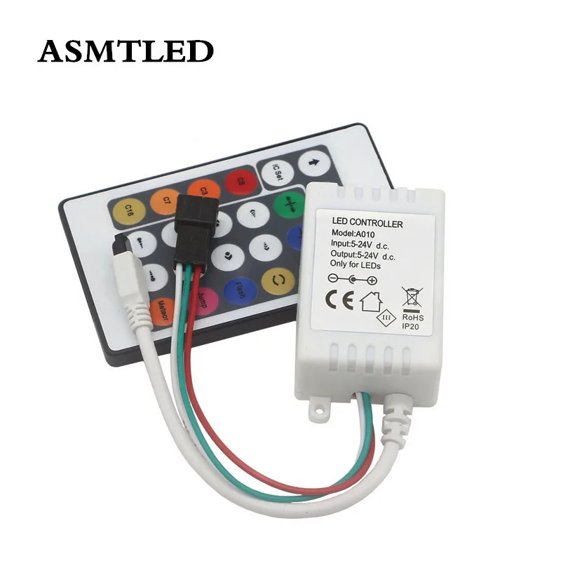 WS2811 WS2812B WS2801 пиксельный светодиодный 24key ИК-пульт дистанционного управления DC5-24V A010 полный Цвет Addressable RGB пикселей регулятор линейного светильника