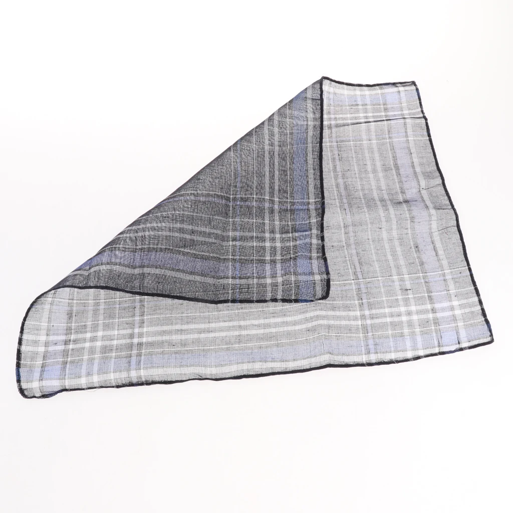 12Pcs Men Vintage Soft Cotton Pocket Square dark color plaid Classic Check Hankies Kerchief