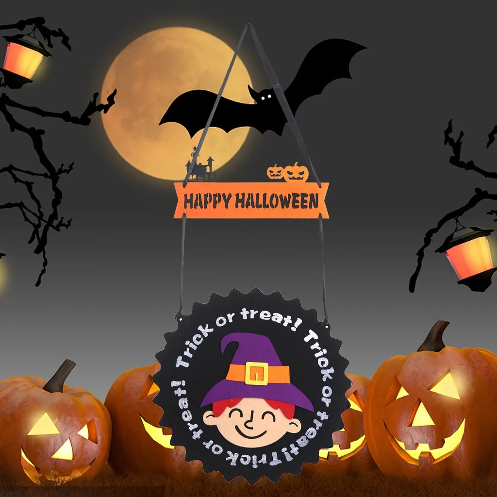 Halloween Home Decoration Multicolor Halloween Pumpkin Shaped Pendant DIY Hanging Curtain Kids Room Decor Felt Cloth Fabric - Цвет: A