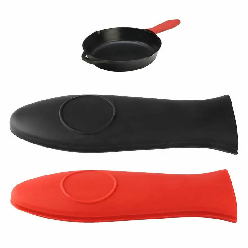 2 PACK Silicone Hot Handle Holder Pot Holder Cast Iron Skillet Sleeve Cover Grip 