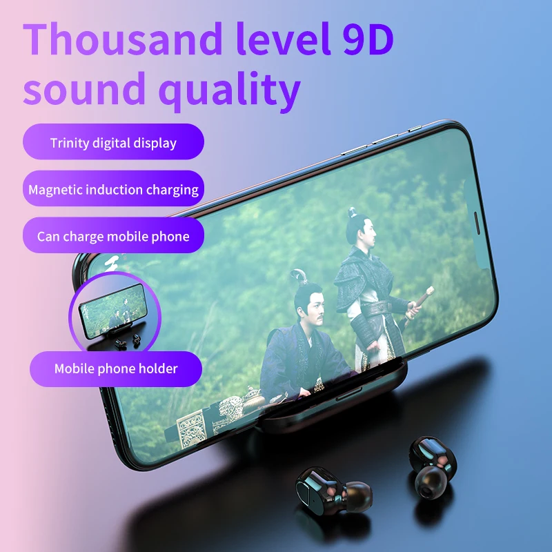 TWS Bluetooth V5.1 Earphones Wireless Headphone 9D HIFI Stereo Waterproof 2000 mAh Harging Case With LED Display HD Mic Headset