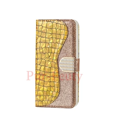 Gold Чехол для samsung Galaxy S10 S9 S8 Plus 5G S7 edge S6 S10e S10+ S9+ кожаный кошелек с магнитным держателем для карт милый флип-чехол для телефона - Цвет: Gold