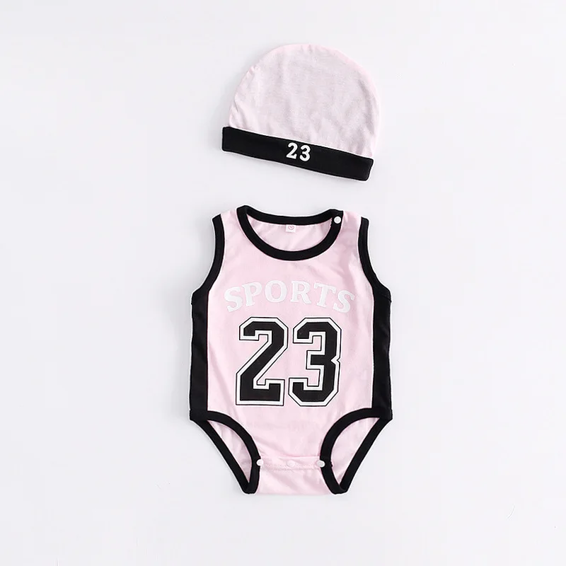 Летняя одежда для новорожденных девочек; боди для маленьких мальчиков с героями мультфильмов+ шапочка; Комплект «Мастер баскетбола»; унисекс; детские комбинезоны; одежда с буквами