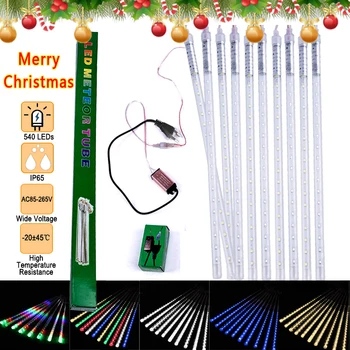 

10Pack 30CM EU Plug Meteor Shower Rain Tubes, 24/30Led DC7/12V LED String Light Outdoor Waterproof Christmas Wedding Party Decor