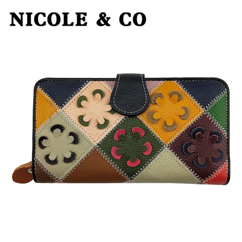 NICOLE & CO новые женские кошельки из натуральной кожи длинный стиль держатель для
