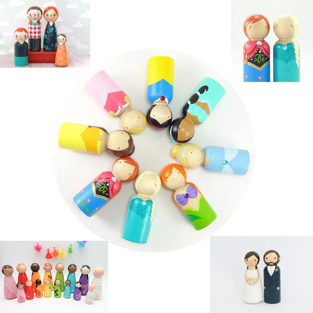 

Peg Doll Logs Rough Non-toxic Wooden Home Members 35-65mm Men's And Women's Doll DIY Crafts
