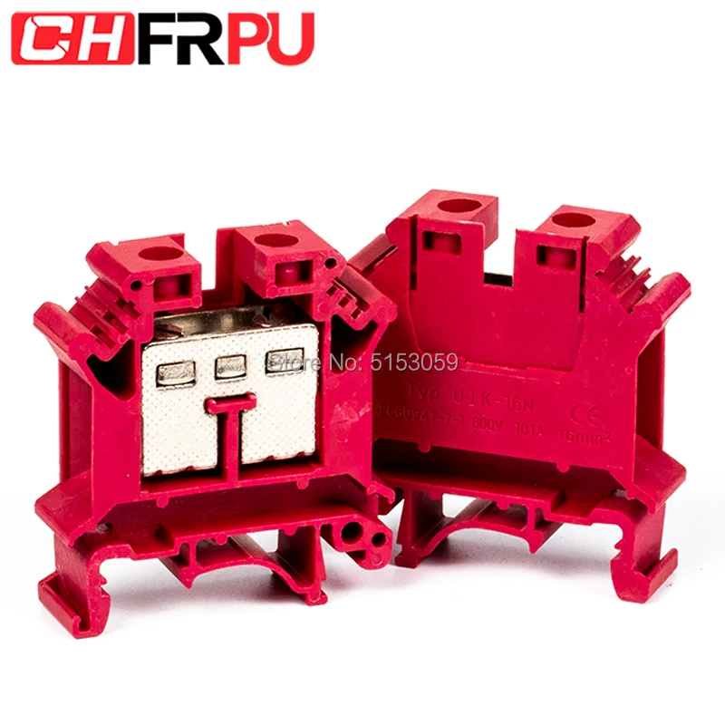 10PCS UK-16N Universal DIN Rail Mounted Terminal Blocks Screw Type Connector Electrical Crimp Terminator UK16N