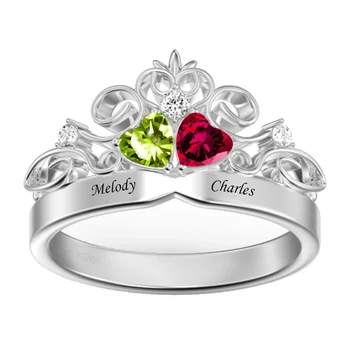 

Personalized Ring 925 Silver Crown shape Custom Name and Birthstone Ring Jewelry Mother's day Gift for Women #30