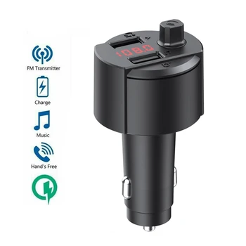 

Car Bluetooth Wireless Adapter FM Transmitter MP3 Radio Music Player Car Kit with Hands-Free Calling and 2 USB Charger