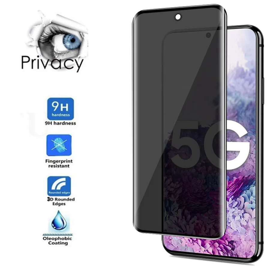 9D изогнутое полное анти шпионское закаленное стекло для Samsung S20 ультра защита