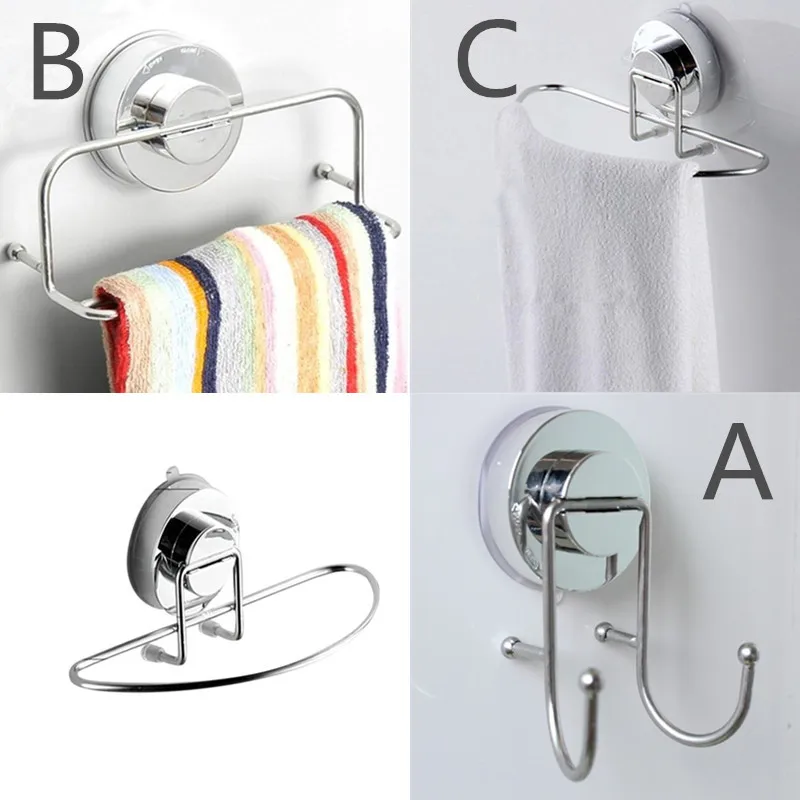 

kitchen Stainless Steel Kitchen Bathroom Lavatory Suction Cup Shelf Rack With Towel Bar bathroom towel holder toalheiro G806