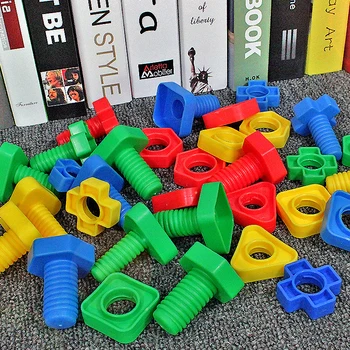 

Montessori Screw Matching Building Blocks Plastic Insert Blocks Nut Shape Toys For Children Educational Toys Games Screwing