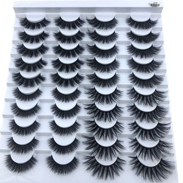 20 Pairs 3D Soft Mink False Eyelashes Handmade Wispy Fluffy Long Lashes Natural Eye Extension Makeup Kit Cilios