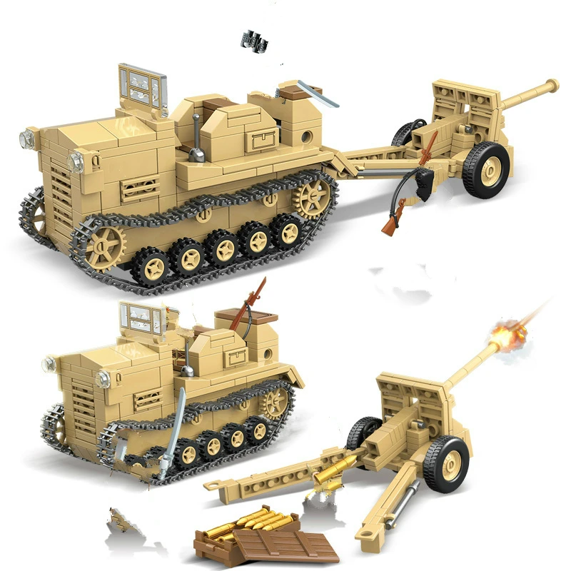 Новый 450pcs WW2 Tank серии японского полевого пистолета трактора строительные блоки