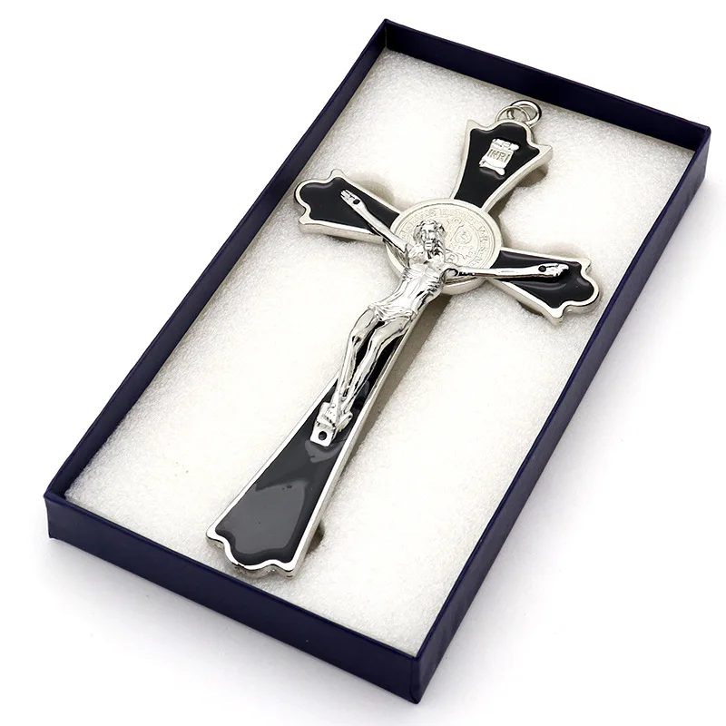 HeyMambaBlackINRIWallCrossesSliverCatholicChristCrossPendant