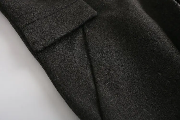 Fth4 осень и зима стиль отложной воротник костюм воротник мороженое цвет средней длины женское платье пальто на двух пуговицах