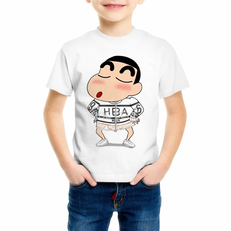Модная Детская футболка с 3D принтом «Crayon Shin-chan», Детская футболка с короткими рукавами и круглым вырезом для мальчиков и девочек, Повседневная Милая футболка с принтом, 47C-6