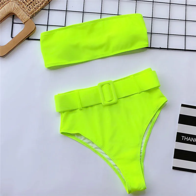 Telotuny High waist Brazilian Swimwear Belt Swimwear Women Bandeau Swimsuit Female Push up Bathing Suit Summer Bathers Biquini