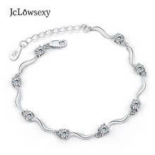 Jclowsexy Горячая Мода 925 пробы серебро белый и фиолетовый циркон браслеты с волнами для женщин ювелирные изделия с кристаллами pulseira feminina
