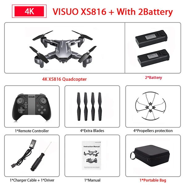 micro rc helicopter Visuo XS816 RC Drone with 50 Times Zoom WiFi FPV 4K /720P Dual Camera Optical Flow Quadcopter Foldable Selfie Dron VS SG106 E58 RC Helicopters cheap RC Helicopters