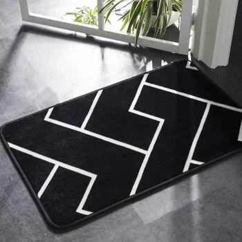 

Honlaker Bath Mat Black And White Classic Geometric Pattern Bathroom Mat Rug Non-slip Door Bath Super Soft Carpet Absorbent