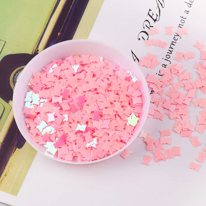 pink 10 г плоские блестящие конфетти в форме милого медведя с пайетками для рукоделия, аксессуары для ногтей, Свадебный декор, 3*5 мм - Цвет: pink