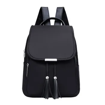 

Nylon Women School Backpacks Anti Theft School Bags for Girls Travel Black Rucksack Large Capacity