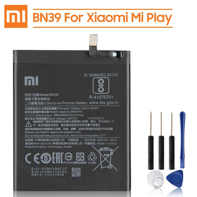 

Xiao Mi Original Replacement Battery BN39 For Xiaomi Mi Play Authentic Phone Battery 3000mAh