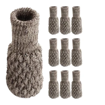 

32 Pcs Elastic Anti-Slip Knitting Furniture Chair Leg Socks-Floor Protectors, Furniture Pads Covers (Khaki)