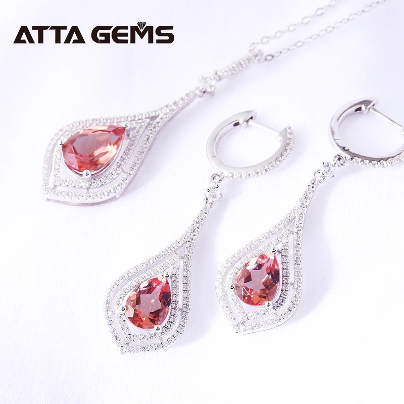 Diaspore Sterling Silver Jewelry Set Pear Cut Classic Simple Style Jewelry Design S925 Women Fine Jewelry Birthday Party Gifts