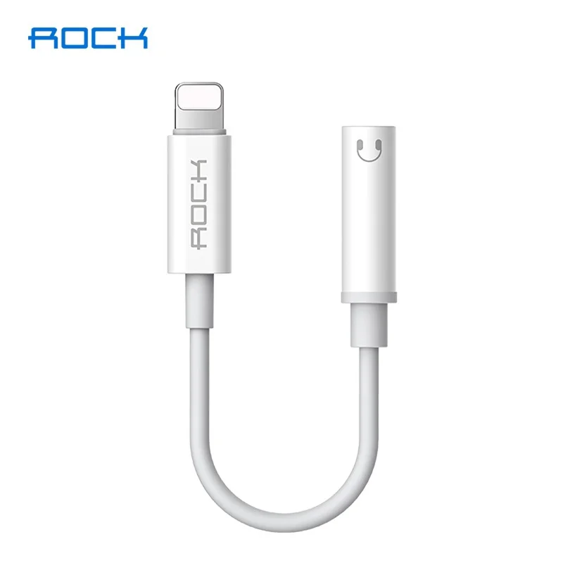 Rock для apple Lightning до 3,5 мм адаптер для наушников аудио конвертер для iPhone xs max xr 8 7 6s plus 5S aux кабель - Цвет: Белый