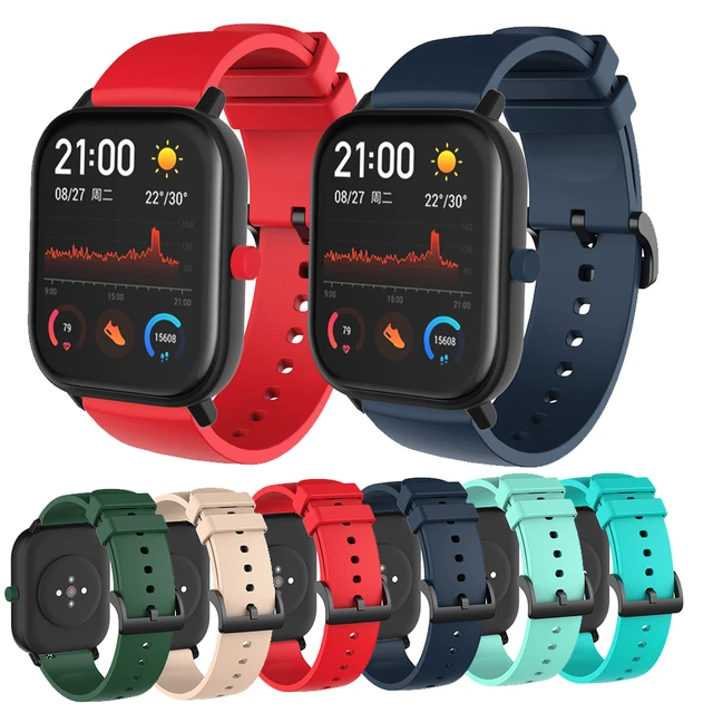  Compatible con Amazfit GTS/GTS2/GTS 3/GTS 2e/GTS 2 mini, correa  de silicona de repuesto para Amazfit Bip U Pro/Bip/Bip Lite/Bip S/Bip S  lite/Bip U, correa de silicona de 0.78 pulgadas de repuesto