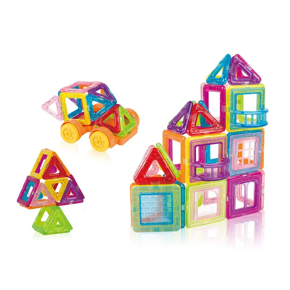 56pcs Mini Magnetic Designer Construction Set Model& Building Toy Plastic Magnetic Blocks Educational Toys For Kids Gif