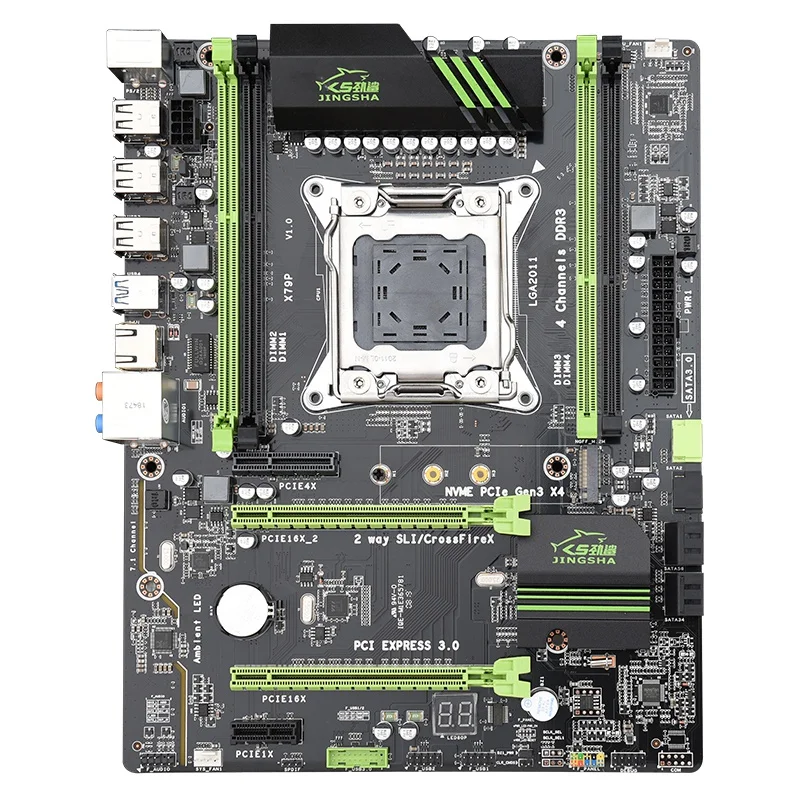 

PPYY NEW -JINGSHA X79P LGA 2011 Motherboard 4-Channel DDR3 64G REG ECC RAM NVME M.2 USB3.0 SATA3.0 Support Intel Xeon E5 V1 & V2