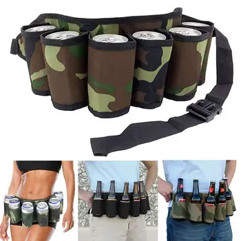 

Portable 6 Pack Beer Wine Bottle Beverage Soda Can Holster Drink Waist Bag Party Holder Belt IK88