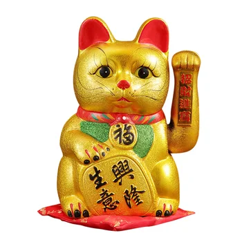 

7/9/11inch Gold Ceramic Lucky Cat Figurines Feng Shui Wealth Ornaments Electric waving Shaking Hands Home Decoration Accessories