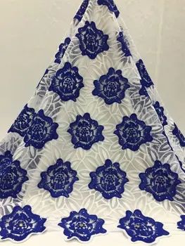 

Royal Blue High Quality Latest African Laces White milk silk stone Africa Nigerian Wedding Lace New French Tulle Net Lace Fabric