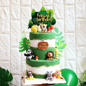 

Animals Giraffe Lion Fox Decoration Monkey Cake Toppers for Children's Day Party Baby Happy Birthday Supplies Lovely Gifts