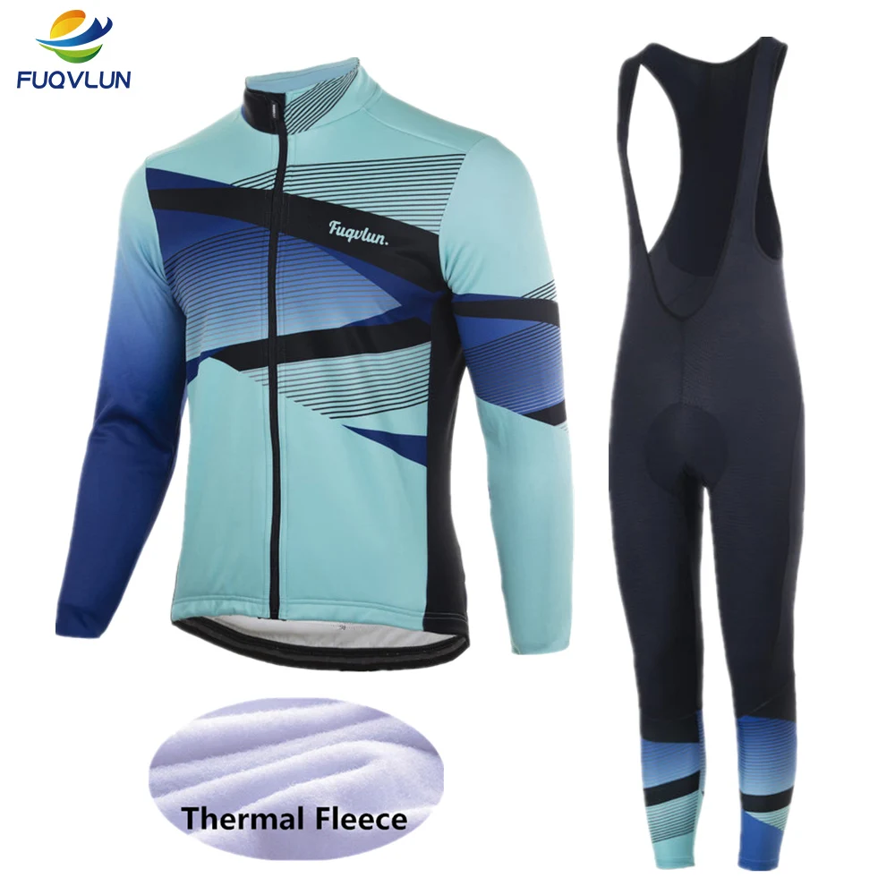 Cycling Set FUQVLUN зимний термальный флис Велоспорт Джерси Набор Ropa Ciclismo с длинным рукавом горный велосипед одежда сохраняет тепло велосипедная одежда - Цвет: Cycling Set