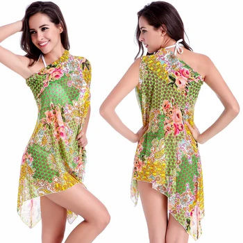 

3 Wear Options Beach Swimming Dress Floral Strech Mesh Cover Ups Multi - Wears Convertible Summer Sexy Beach Dresses