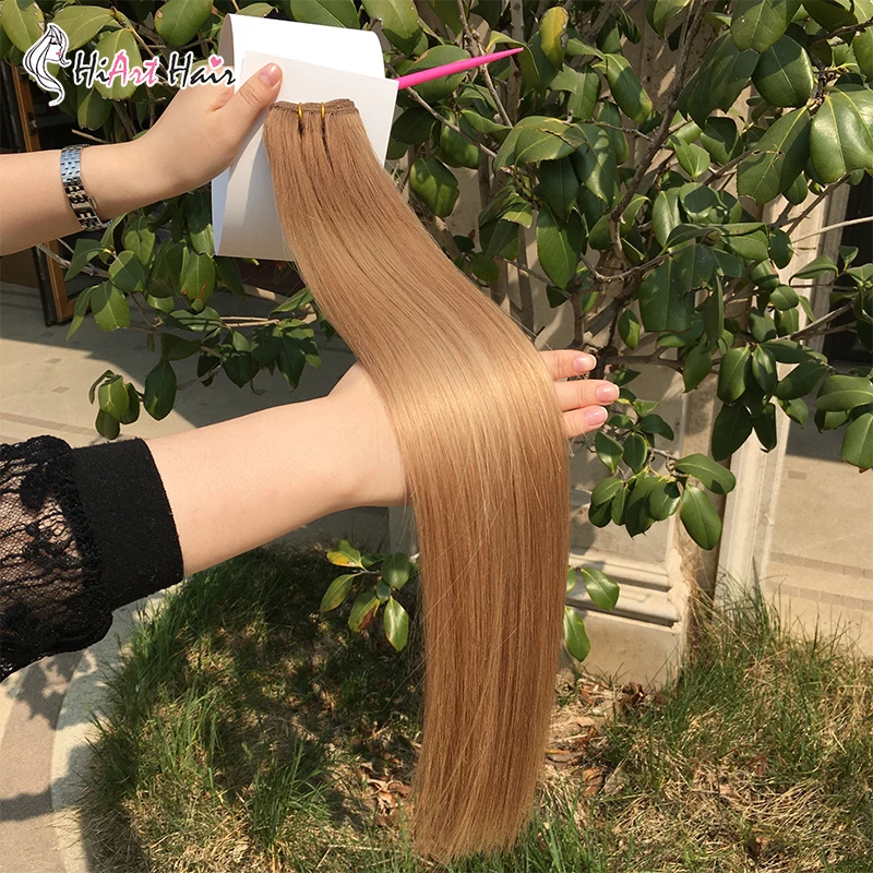 

HiArt 100g Weft Extensions Salon Double Drawn Real Human Remy Hair Balayage Color Russian Hair Weft Extension Straight 18"-26"
